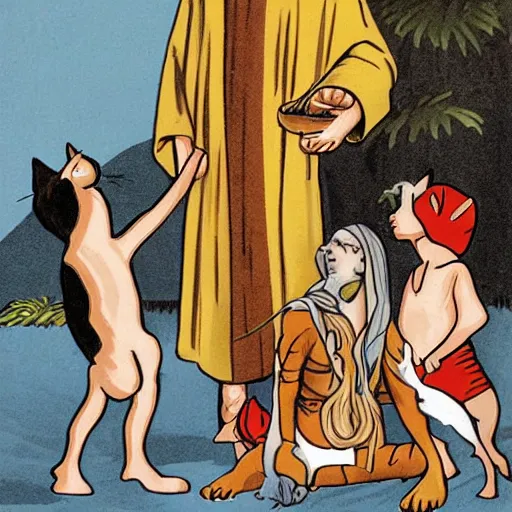 Prompt: cat boy jesus visits uncle sam