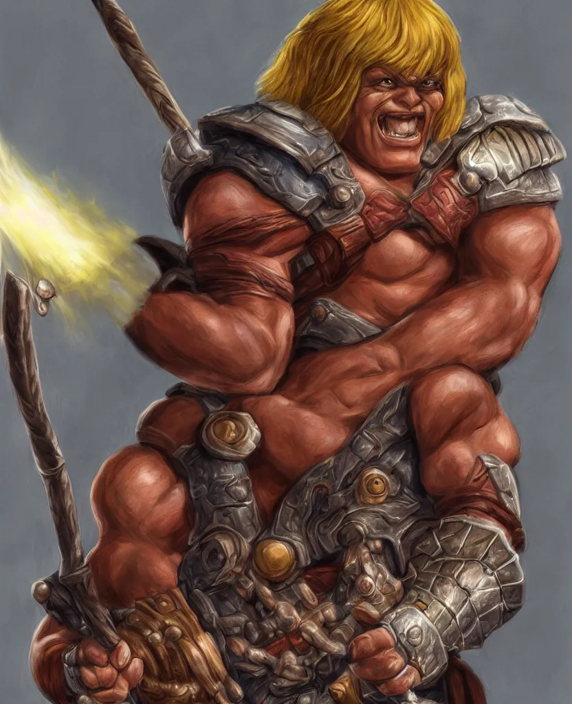 Image similar to photorealistic he-man