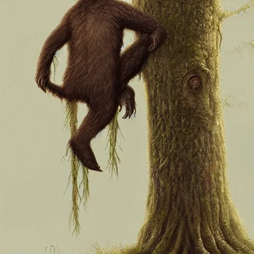 Prompt: a swamp bear, on a tree, by james gurney, brad kunkle, charlie bowater, highly detailed digital art, artstation