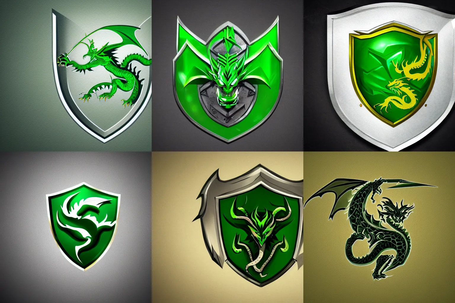 Prompt: A logo design of a green dragon in a shield shape. trending on artstation, 8k HD wallpaper