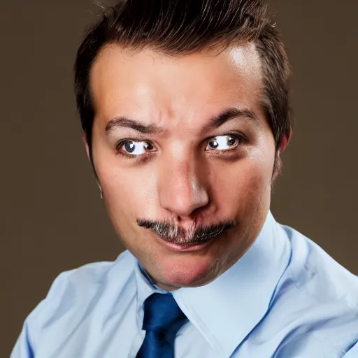 Image similar to photograph of strange looking dumb businessman, professional profile photo, stupid confused face