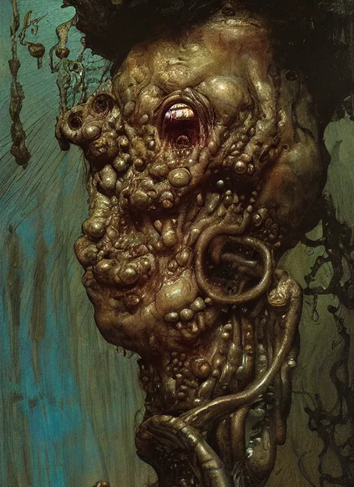 Image similar to upper body and head portrait of semi-human shoggoth in victorian living room, by lawrence alma-tadema and zdzislaw beksinski and norman rockwell and jack kirby and tom lovell and greg staples, artstation creature art