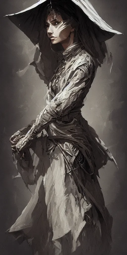 Image similar to misterious gaucho shady look, a raggy long poncho, magic the gathering, intricate, highly detailed, digital painting, artstation, concept art, sharp focus, illustration, geometric dripped ink background, art by Artgerm, Grafit Studio, and Greg Rutkowski and Craig Mullins - W 700