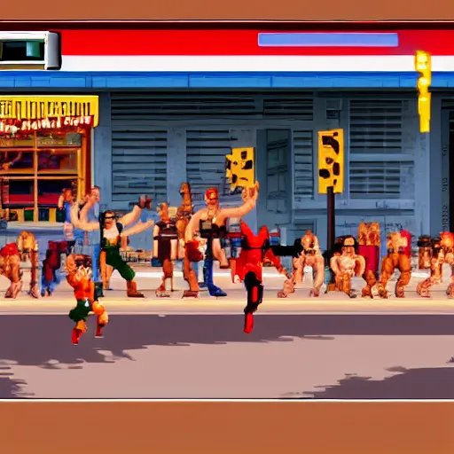 Image similar to a screenshot of final fight the videogame movie, 3 5 mm lens