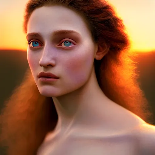 Image similar to photographic portrait of a stunningly beautiful renaissance female in soft dreamy light at sunset, contemporary fashion shoot, by edward robert hughes, annie leibovitz and steve mccurry, david lazar, jimmy nelsson, breathtaking, 8 k resolution, extremely detailed, establishing shot, artistic, hyperrealistic, perfect face, octane render