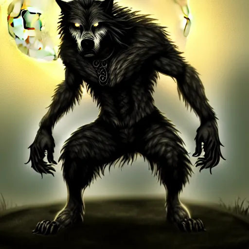 Prompt: sad werewolf man under a full moon, ultra detailed, fantasy, 4k