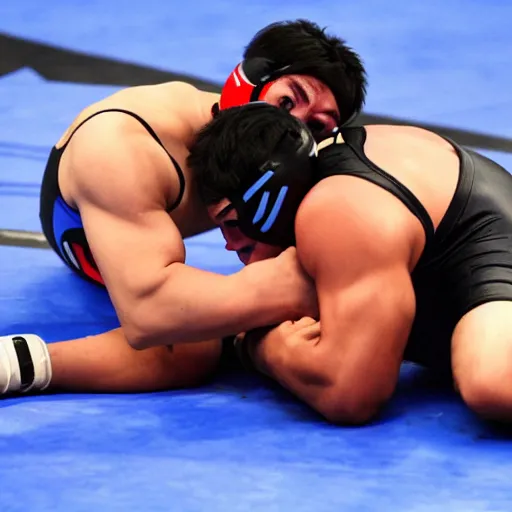Prompt: Manny calavera wrestling against stone cold