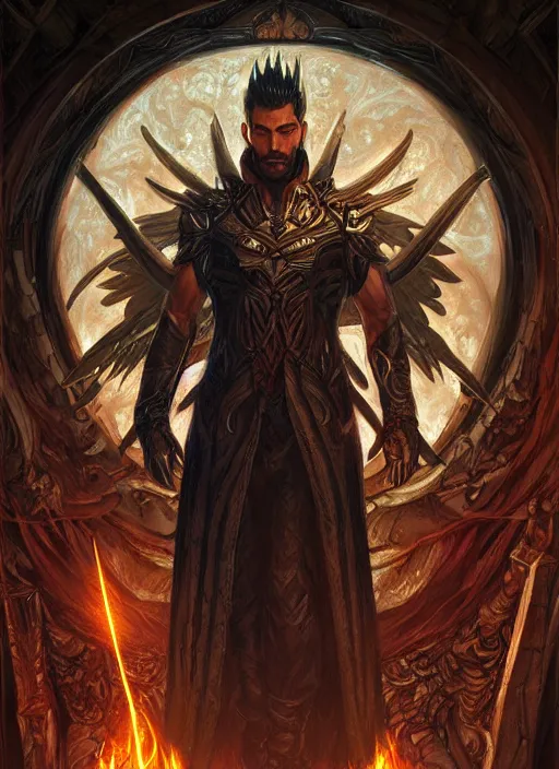 Image similar to digital _ painting _ of _ lucifer morningstar _ by _ filipe _ pagliuso _ and _ justin _ gerard _ symmetric _ fantasy _ highly _ detailed _ realistic _ intricate _ port