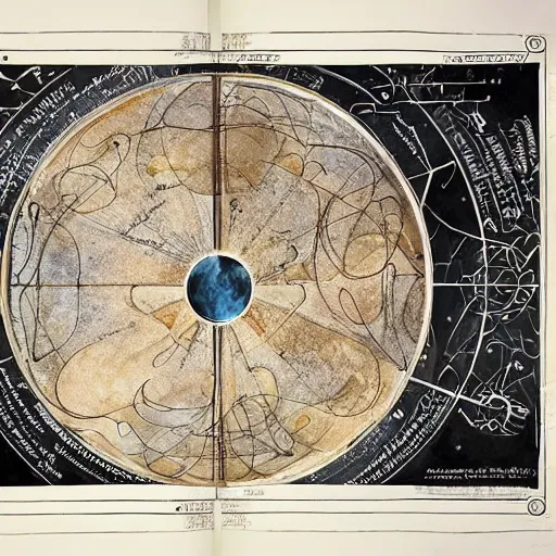 Image similar to lunar diagram, astrological map, portents of impending doom, bad omen, prophecy, end of the world, control panel by jessica rossier and brian froud