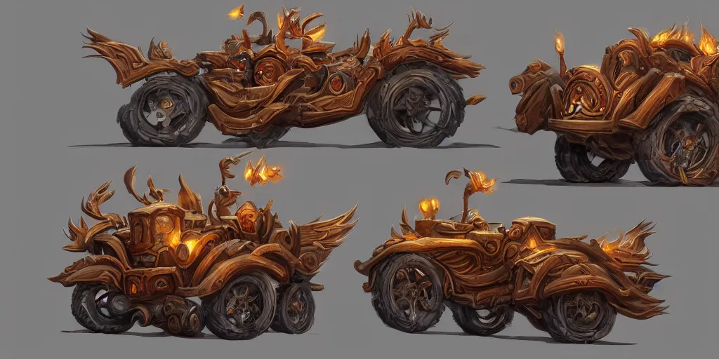 Prompt: A Car made of wood, art by World of Warcraft Art Direction, art station, concept art,
