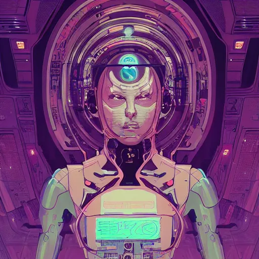 Prompt: comic book illustration, a portrait of a cybernetic buddhist meditating, cyberpunk concept art by josan gonzales and wlop, highly detailed, intricate, sci-fi, sharp focus, Trending on Artstation HQ, deviantart