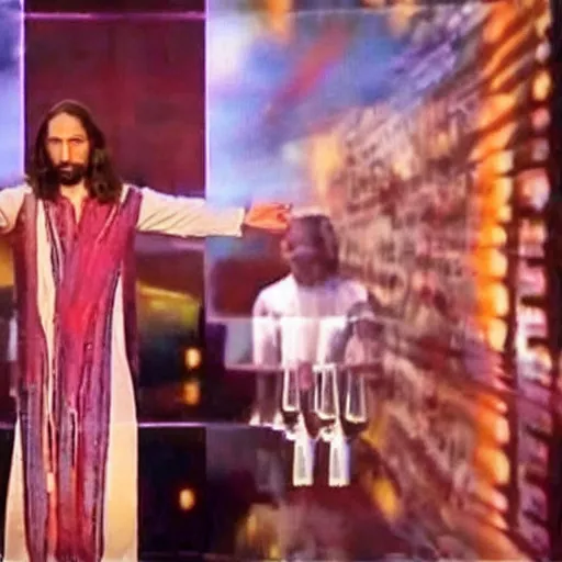 Image similar to jesus turning water into wine on America's got talent