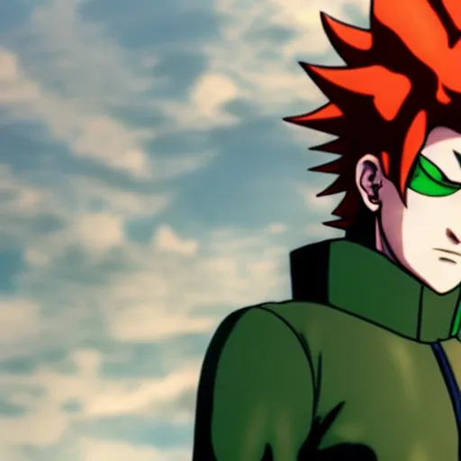 Image similar to a photograph of kakyoin from jojo's bizarre adventure, filmic, cinematographic