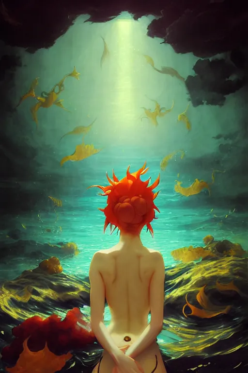 Image similar to baroque oil painting of key visual portrait concept art of anime mermaids in a underwater prison, brutalist, dark fantasy, rule of thirds golden ratio, fake detail, trending pixiv fanbox, acrylic palette knife, style of makoto shinkai studio ghibli genshin impact jamie wyeth james gilleard greg rutkowski chiho aoshima