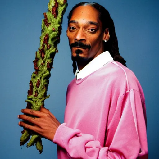 Image similar to Snoop Dogg holding a huge blunt for a 1990s sitcom tv show, Studio Photograph, portrait, C 12.0