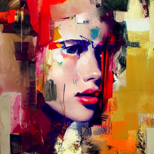 Prompt: Award winning photograph titled beautiful 21 year old year old woman by Adrian Ghenie messy, collage, abstract trending on artstation