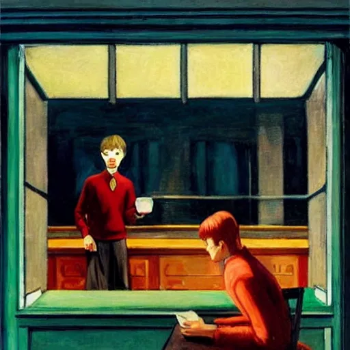 Prompt: Harry Potter in the style of Edward Hopper