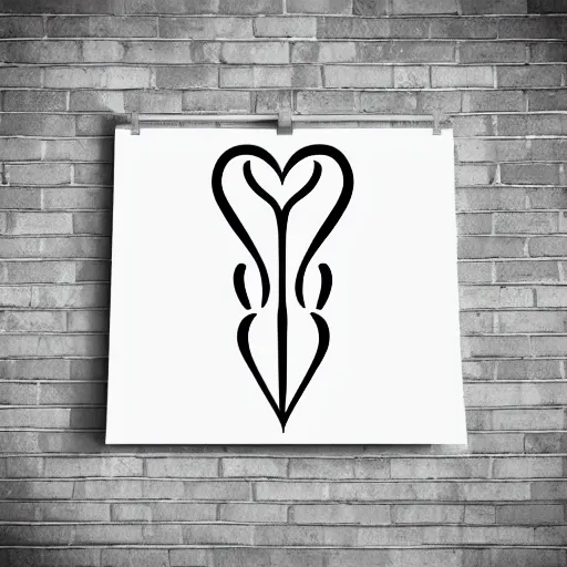 Image similar to clean black and white print on white paper, high contrast, logo of a symmetric heart with a stylized gymnast human dancer human silhouette inside