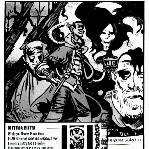 Prompt: A smug thief. Dark Fantasy, Film Noir, Black and White. High Contrast, Mike Mignola, D&D, OSR