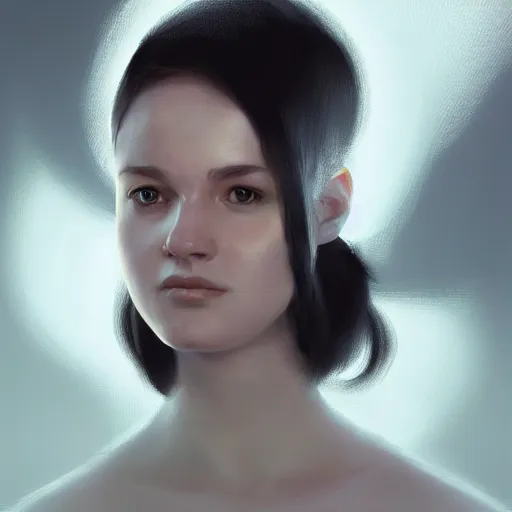 Prompt: portrait of 2 5 year old lauren ash as a computer programmer, white lighting, digital art by ruan jia and mandy jurgens and artgerm, highly detailed, trending on artstation, award winning,