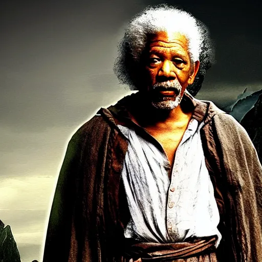 Image similar to morgan freeman as frodo in lord of the rings