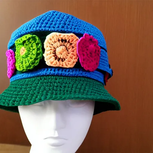 Image similar to crochet shrek bucket hat