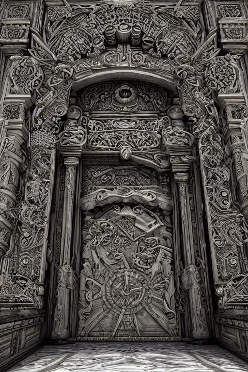 Prompt: ancient fantasy marble gate, neonpunk, mega structure, symmetric, intricate details, insanely detailed, insanely realistic, back lighting, 4 k, cinematic