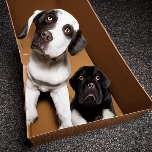 Image similar to black fat dog inside shoebox photograph 4 k