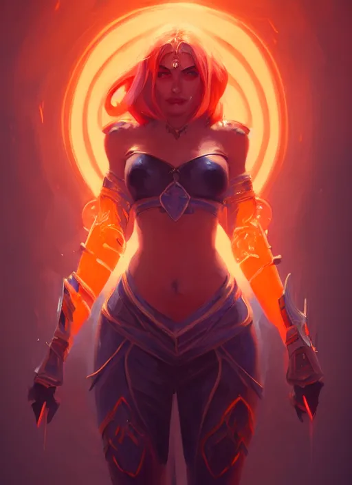 Image similar to symmetry!! portrait of beautiful female character elipse knight sejuani, league of legends art, dark atmosphere, orange fire, glowing lights!! intricate, elegant, highly detailed, digital painting, artstation, concept art, smooth, sharp focus, illustration, art by julian del rey and greg rutkowski