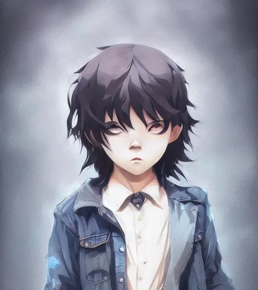 Image similar to beautiful little boy anime character inspired by jason voorhees, art by rossdraws, wlop, ilya kuvshinov, artgem lau, sakimichan and makoto shinkai, concept art, anatomically correct, extremely coherent, realistic, mask, smooth, hd, long hair