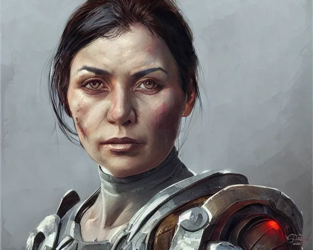 Prompt: portrait of nadezhda konstantinovna krupskaya as a doomguy, hd shot, digital portrait, beautiful, artstation, comic style, by artgerm, guy denning, jakub rozalski, magali villeneuve and charlie bowater