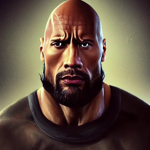 Image similar to the rock dwayne johnson with a beard , photo , trending on artstation , Hyperdetailed , CGSociety