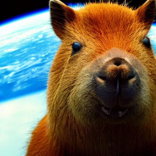 Prompt: a capybara astronaut, HD photography