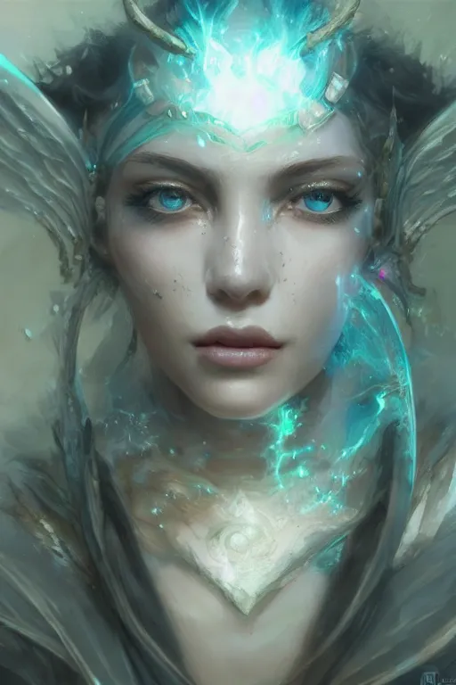 Prompt: face closeup beautiful girl necromancer casting magic spell, angel, 3 d render, hyper realistic detailed portrait, magic storm, thunder, ruan jia, wlop. scifi, fantasy, magic the gathering, hyper detailed, octane render, concept art, peter mohrbacher