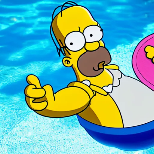 Prompt: Homer Simpson in a swimming pool dark and creepy 4K quality super realistic