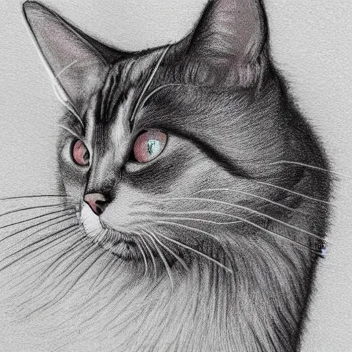 Prompt: a collaboration drawing of a cat