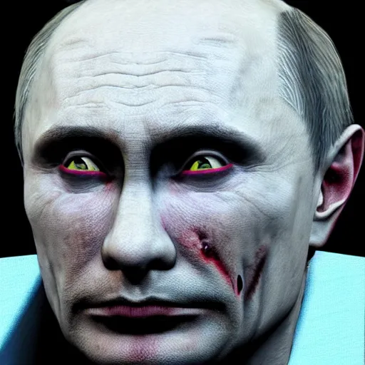 Prompt: Putin Zombie in GTA V, close up view, cover art by Stephen Bliss, artstation, no text
