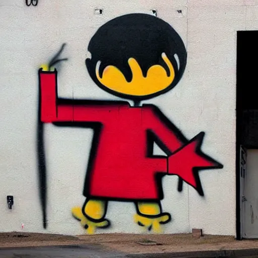 Image similar to Phoenix, street art by bansky