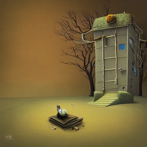 Prompt: gediminas pranckevicius paranoid android illustration