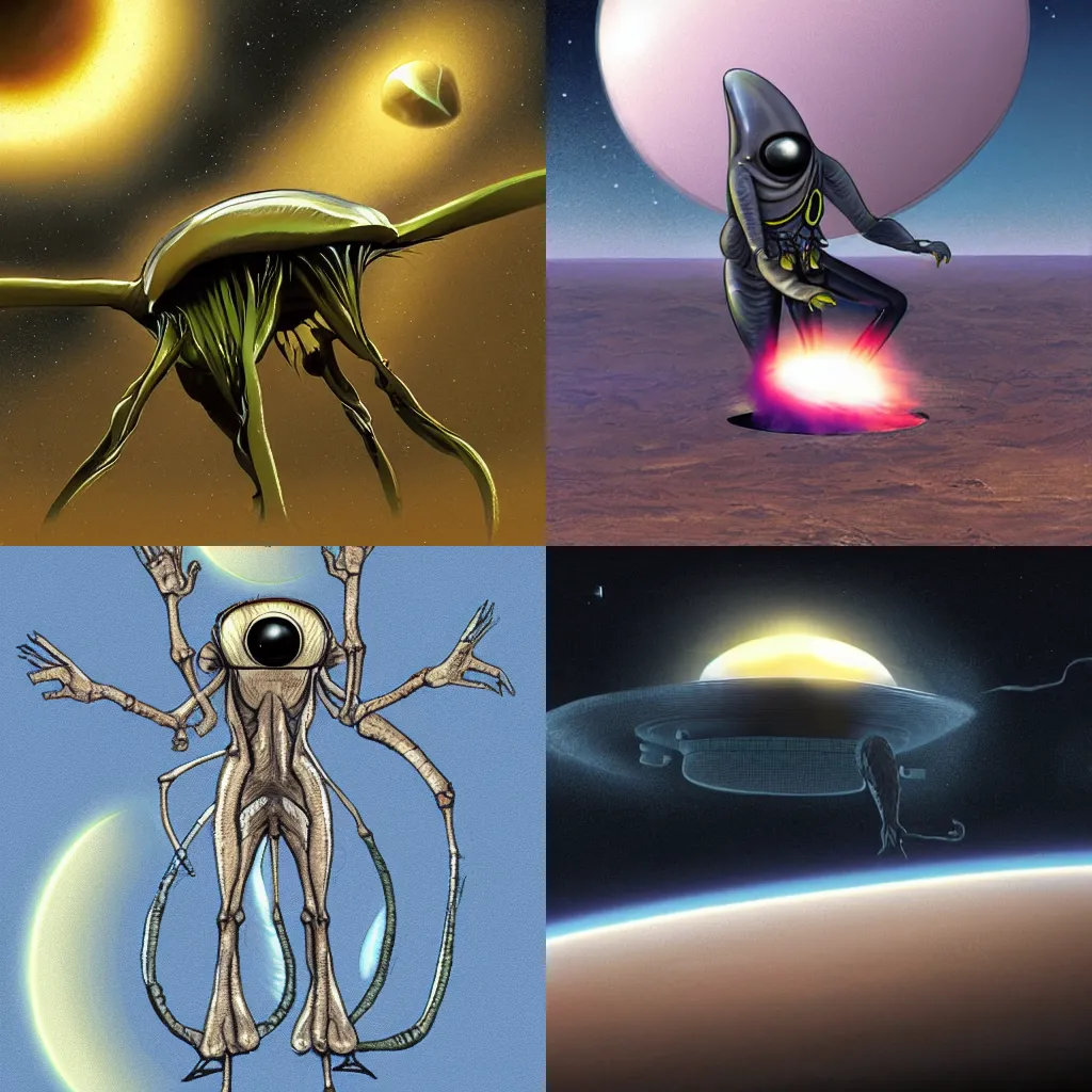 Prompt: a methane-breathing alien discovered by nasa, concept art