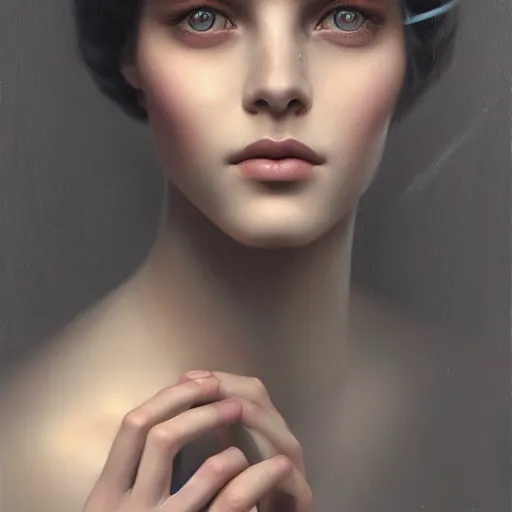 Prompt: tom bagshaw portrait, beautiful portrait of chiara tews, professionally retouched, focus eyes, ultra realistic soft painting, insanely detailed linework, symmetrical accurate intricate features, behance, 8 k
