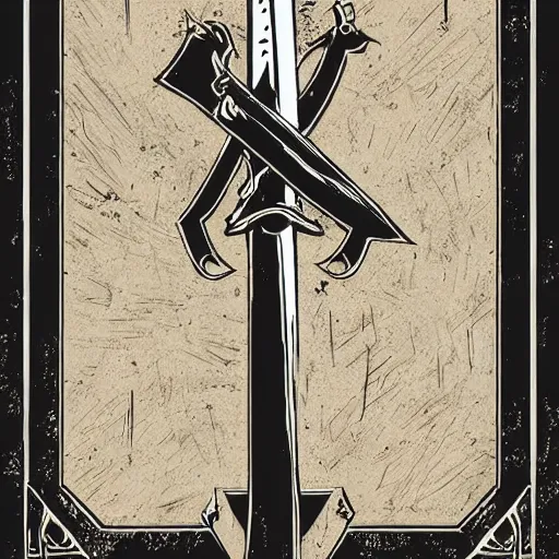 Prompt: a sword raised in the air, symmetrical, fantasy, concept art, poster, in the style of magic the gathering, powerful