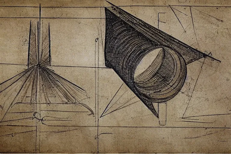 Prompt: engineering sketch by leonardo davinci of a warp drive