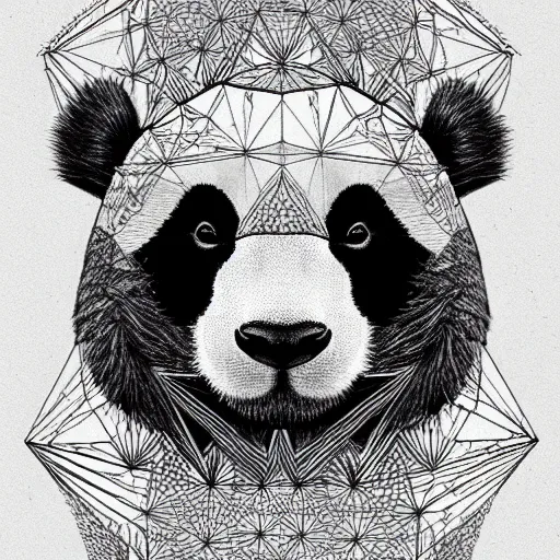 Prompt: a ultra detailed illustration of a panda constructed from sacred geometry by James jean, trending on ArtStation,