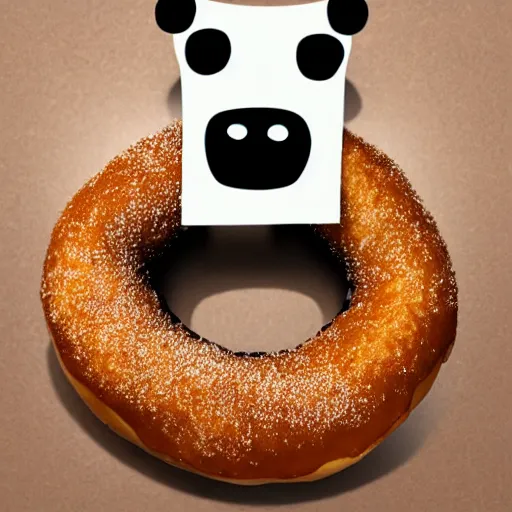 Prompt: a cow in the shape of a donut