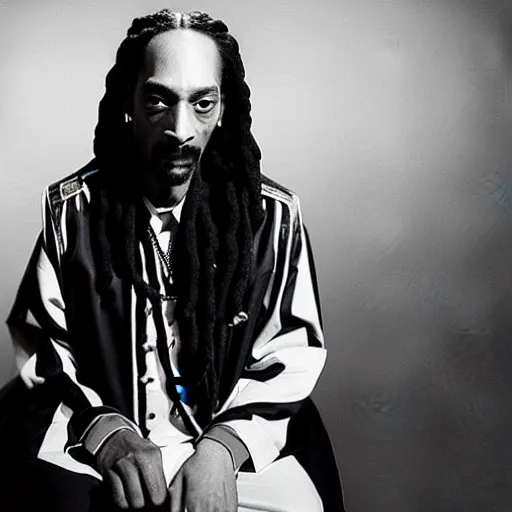 Image similar to photograph of snoop dog dressed as william shakespeare, filmic, cinematographic