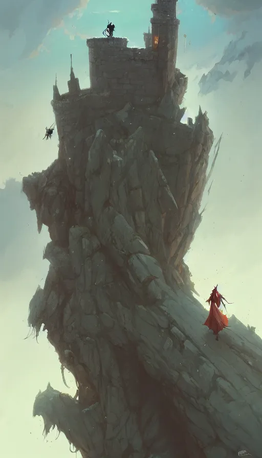 Prompt: creature on top of a castle by jesper ejsing, ilya kuvshinov, greg rutkowski on artstation