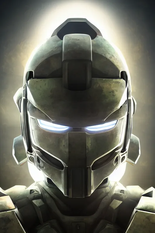 Image similar to robot ninja mask helmet halo master chief radiating a glowing aura global illumination ray tracing hdr fanart arstation by ian pesty and katarzyna da „ bek - chmiel