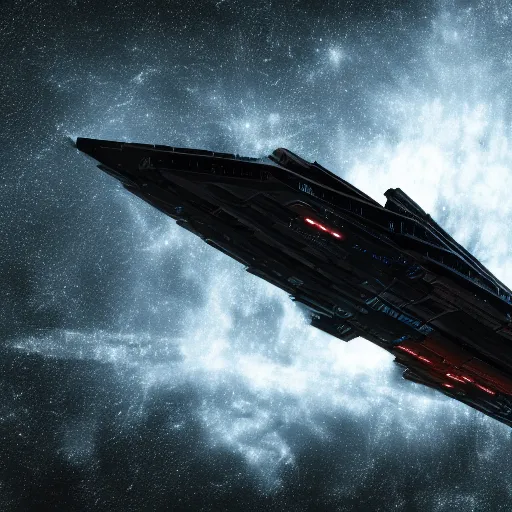 Image similar to spaceship made of shipping containers, black background, eve online, the expanse, long shot