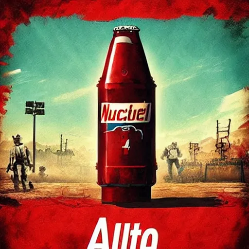 Prompt: fallout 4 advertisement poster of nuka cola, astonishing detail, smooth lines